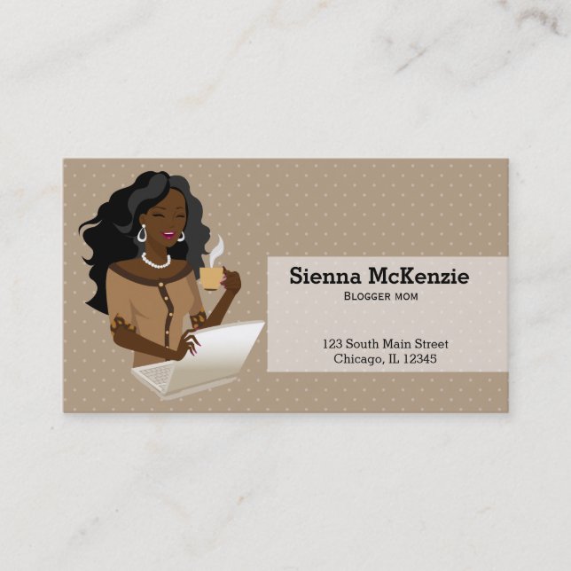Career Woman black hair Business Card (Front)