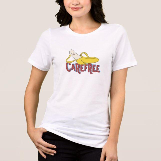 Carefree Banana T-shirt – Funny Cartoon Design Tri-Blend Shirt (Front)