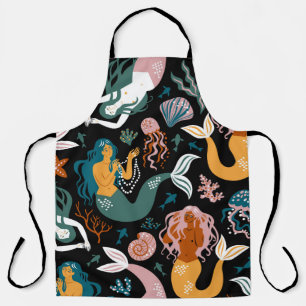 Carefree Mermaids Seashells Vintage Design Apron