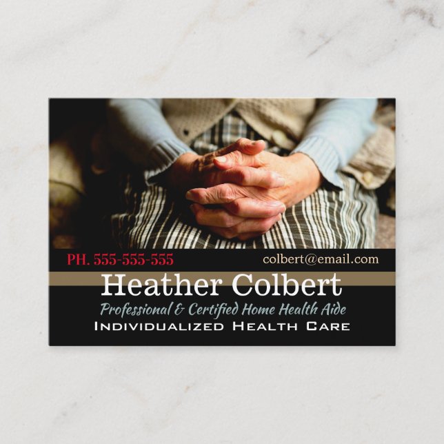 Caregiver Attentive Compassion Professional  Business Card (Front)