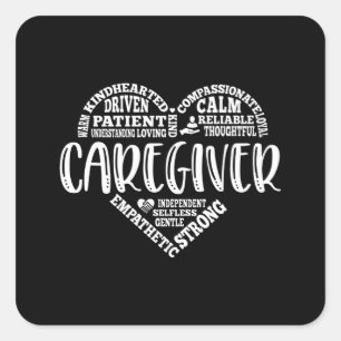 Caregiver, Care giver heart design Square Sticker