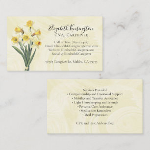Caregiver Elder Care Services Custom Floral Business Card