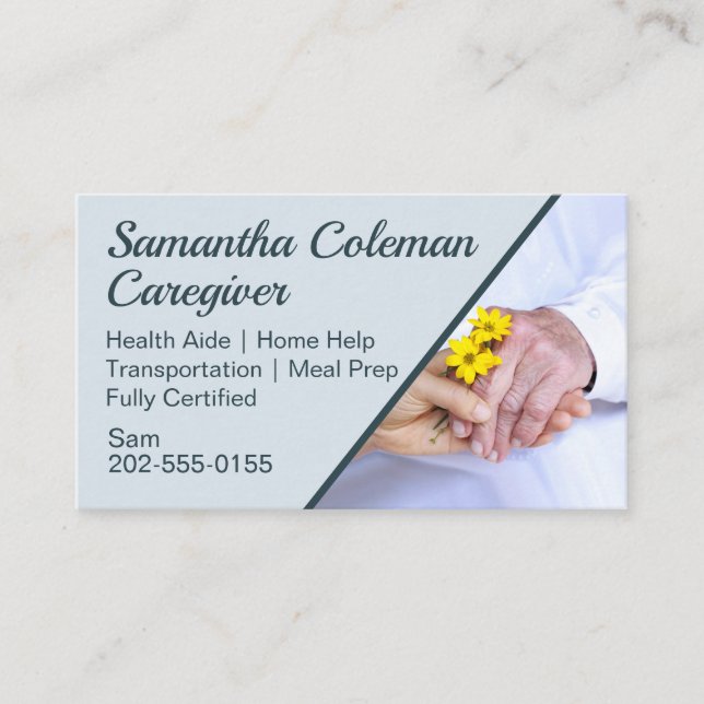 Caregiver Elderly Home Aide Business Card (Front)