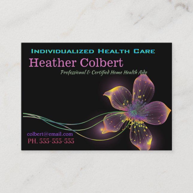 Caregiver Floral Friendly Helper Business Card (Front)