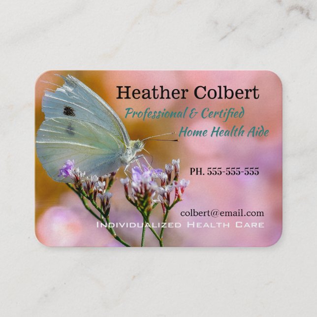 Caregiver Flutter Friendly Professional Business Card (Front)