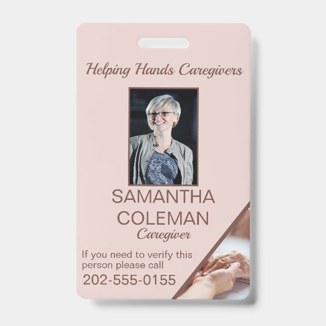 Caregiver Home Help Carer Identification ID Badge (Front)