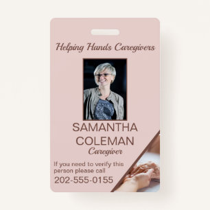 Caregiver Home Help Carer Identification ID Badge
