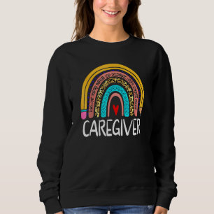 Caregiver Leopard Rainbow Healthcare Doctor Work C Sweatshirt