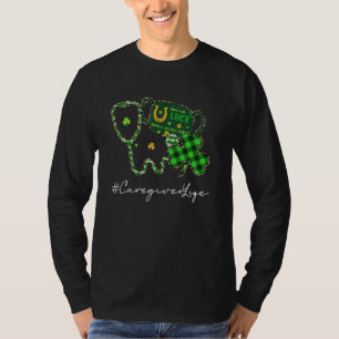 Caregiver Life Stetoscope Leopard Shamrock St Patr T-Shirt