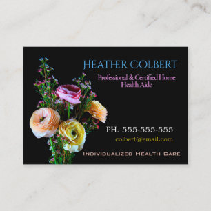Caregiver Lil bouquet Friendly Professional Business Card