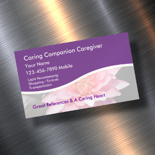 Caregiver Lotus Flower Design Magnetic Business Card
