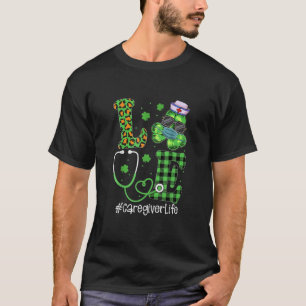 Caregiver Love Patrick Day Leopard Stethoscope T-Shirt