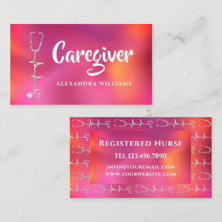 Caregiver Modern Medical Red Purple doctor Business Card