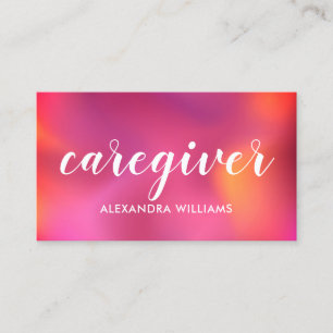 Caregiver Modern Rose Gold Medical Pink Purple Business Card