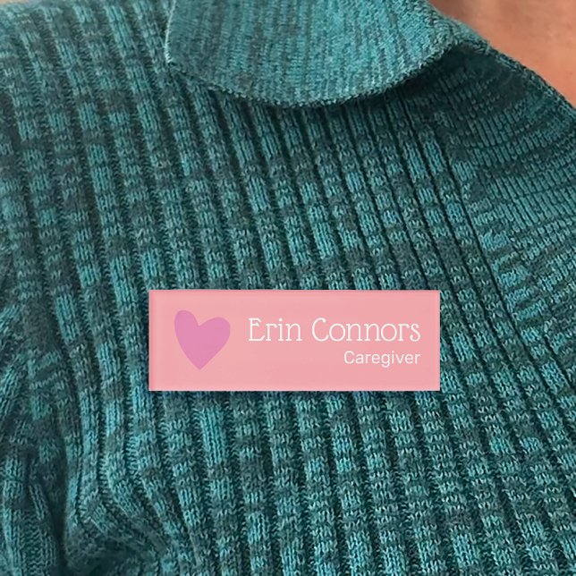 Caregiver Nurse Pink Heart Name Tag (Creator Uploaded)