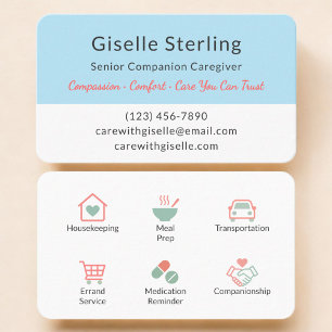 Caregiver Service Modern Home Help Business Card