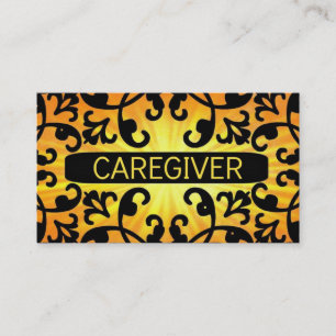 Caregiver Sunshine Damask Business Card