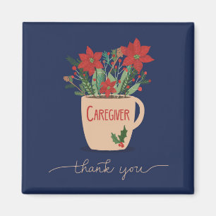 Caregiver Thank You at Christmas Poinsettias Magnet
