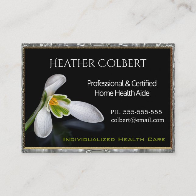 Caregiver Trusting Snowdrop Professional    Business Card (Front)