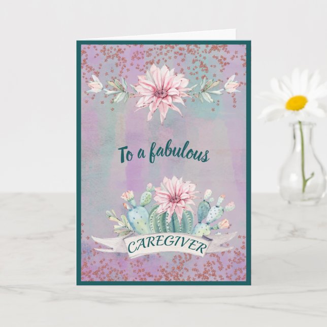 Caregiver Watercolor Cactus  Card (Small Plant)