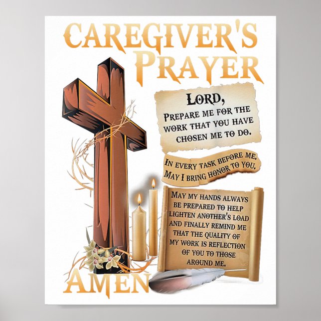 Caregivers Prayer Christian Cross Faith Hope Love  Poster (Front)