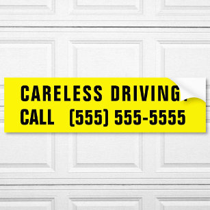 Careless Driving Custom Text Phone Number Bumper Sticker