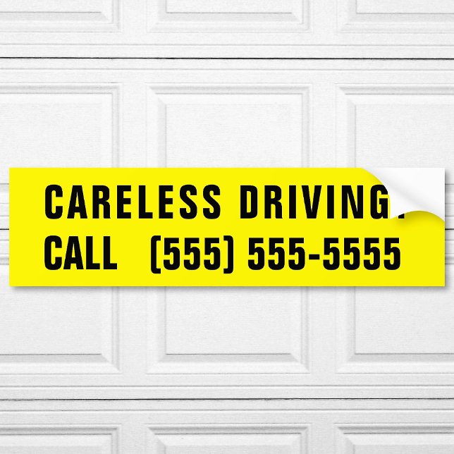 Careless Driving Custom Text Phone Number Bumper Sticker (Creator Uploaded)
