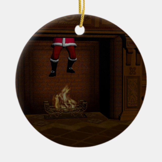 Careless Santa Claus Ceramic Tree Decoration (Front)
