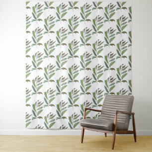 Careless twig in pastel colours on white. tapestry