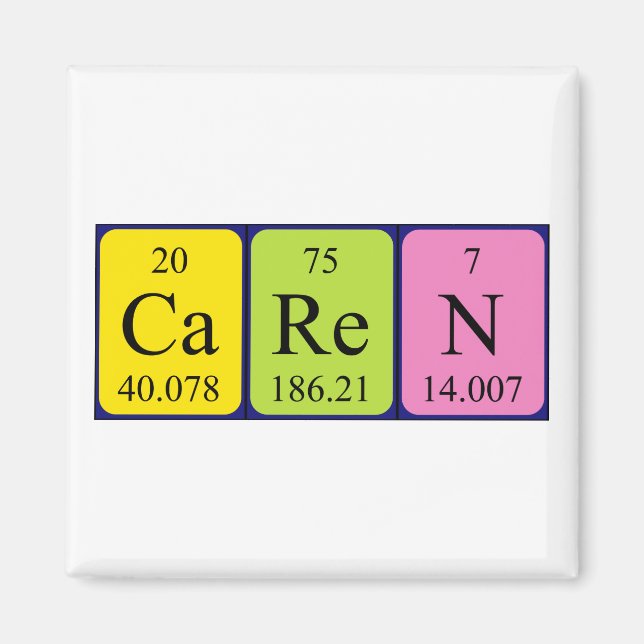 Caren periodic table name magnet (Front)