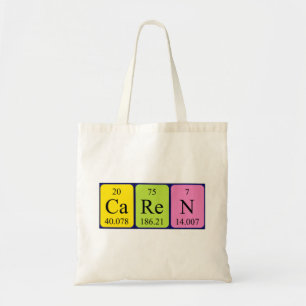Caren periodic table name tote bag
