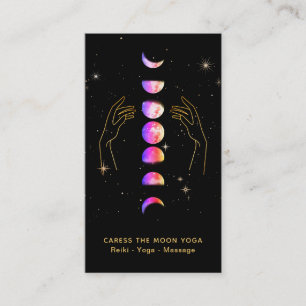 *~* Caress Moon Blue Pink Phases + Hands Star Business Card