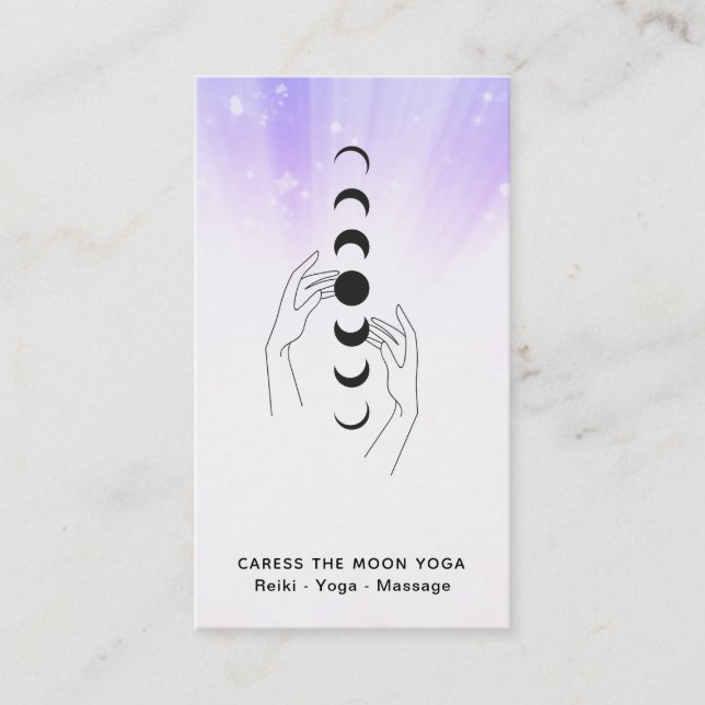 *~* Caress The Moon Phases + Hands Celestial Business Card (Front)