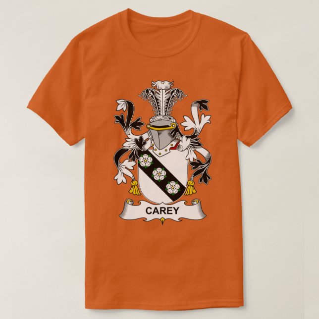 Carey Coat of Arms Family Crest  T-Shirt (Design Front)