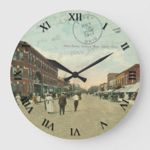 Carey Ohio Post Card Clock - Main Street 1917