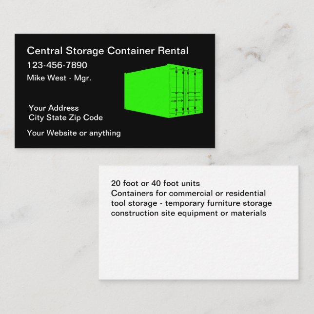 Cargo Container Storage Business Cards (Front/Back)