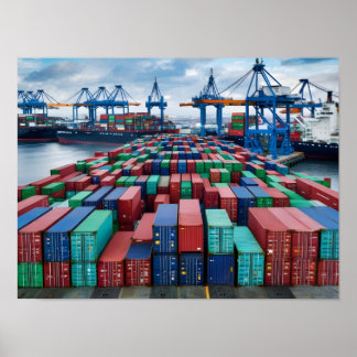 Cargo Containers Ready for Export Poster