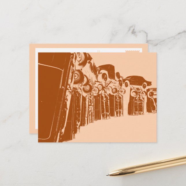 carhenge in alliance nebraska postcard (Front/Back In Situ)