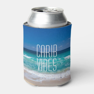 Carib Vibes Tropical Beach Turquoise Water Can Cooler