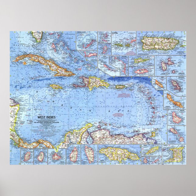 " Caribbean: 1962/present - West Indies map ... Poster (Front)