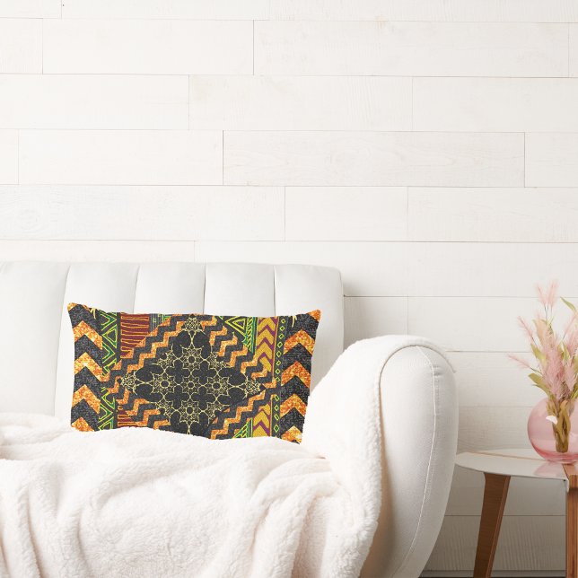 Caribbean Aura: Vintage Afrocentric Lumbar Cushion (Creator Uploaded)