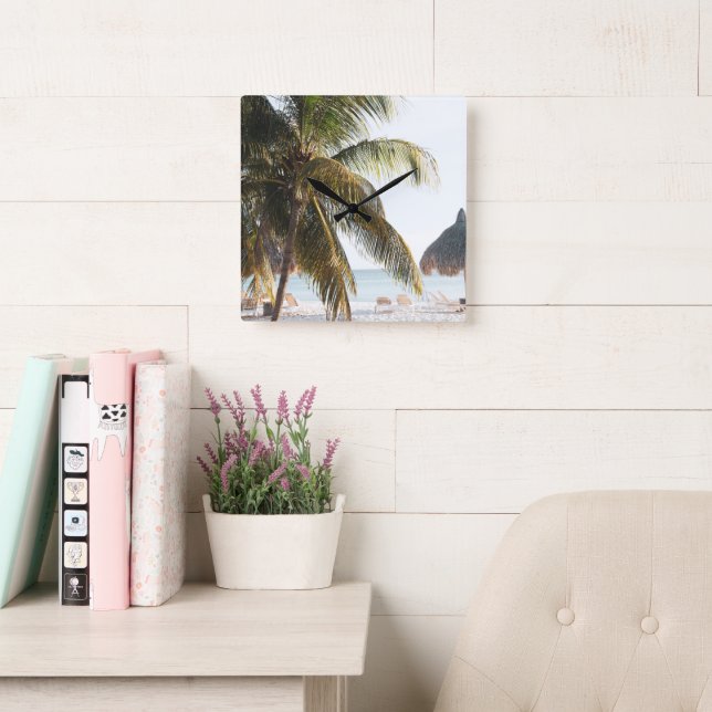 Caribbean Beach Bliss 9 #art #travel Square Wall Clock (Reading Room)