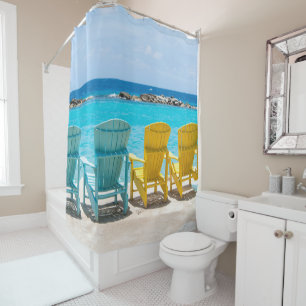 Caribbean Beach Chair Oasis #2 #caribbean #wall  Shower Curtain
