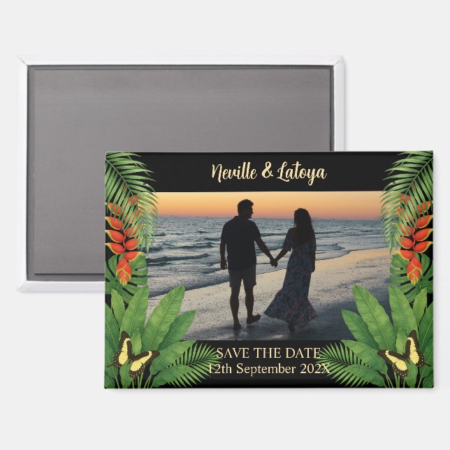 Caribbean Beach Wedding Tropical Save the Date Magnet (Front/Back)