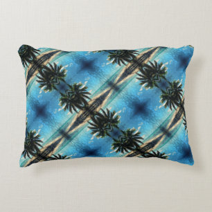 Caribbean Blue Digital Art tiled pattern Decorative Cushion