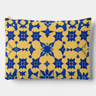 Caribbean Blue Gold Tile Motif Pattern Azulejo Accessory Pouch