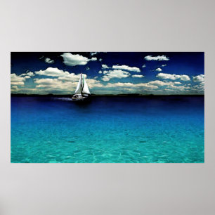 Caribbean Boat Watercolor Poster Print