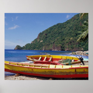 Caribbean, BWI, St. Lucia, Sailboats, Soufriere. Poster
