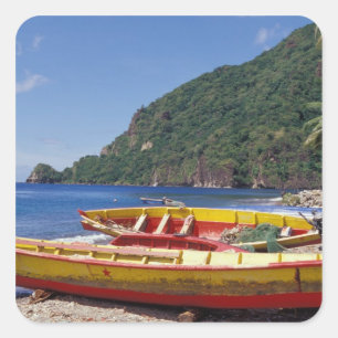 Caribbean, BWI, St. Lucia, Sailboats, Soufriere. Square Sticker