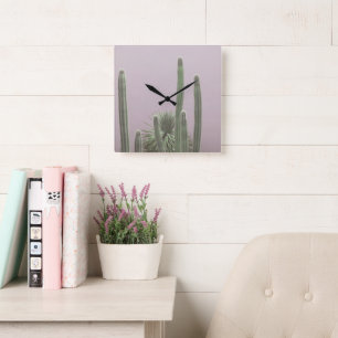 Caribbean Cactus Grove Charm 3 #tropical #art Square Wall Clock